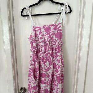 Peter Som White and Pink Floral Dress